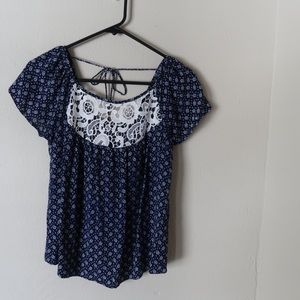 Rayon lace embellished blouse floral top